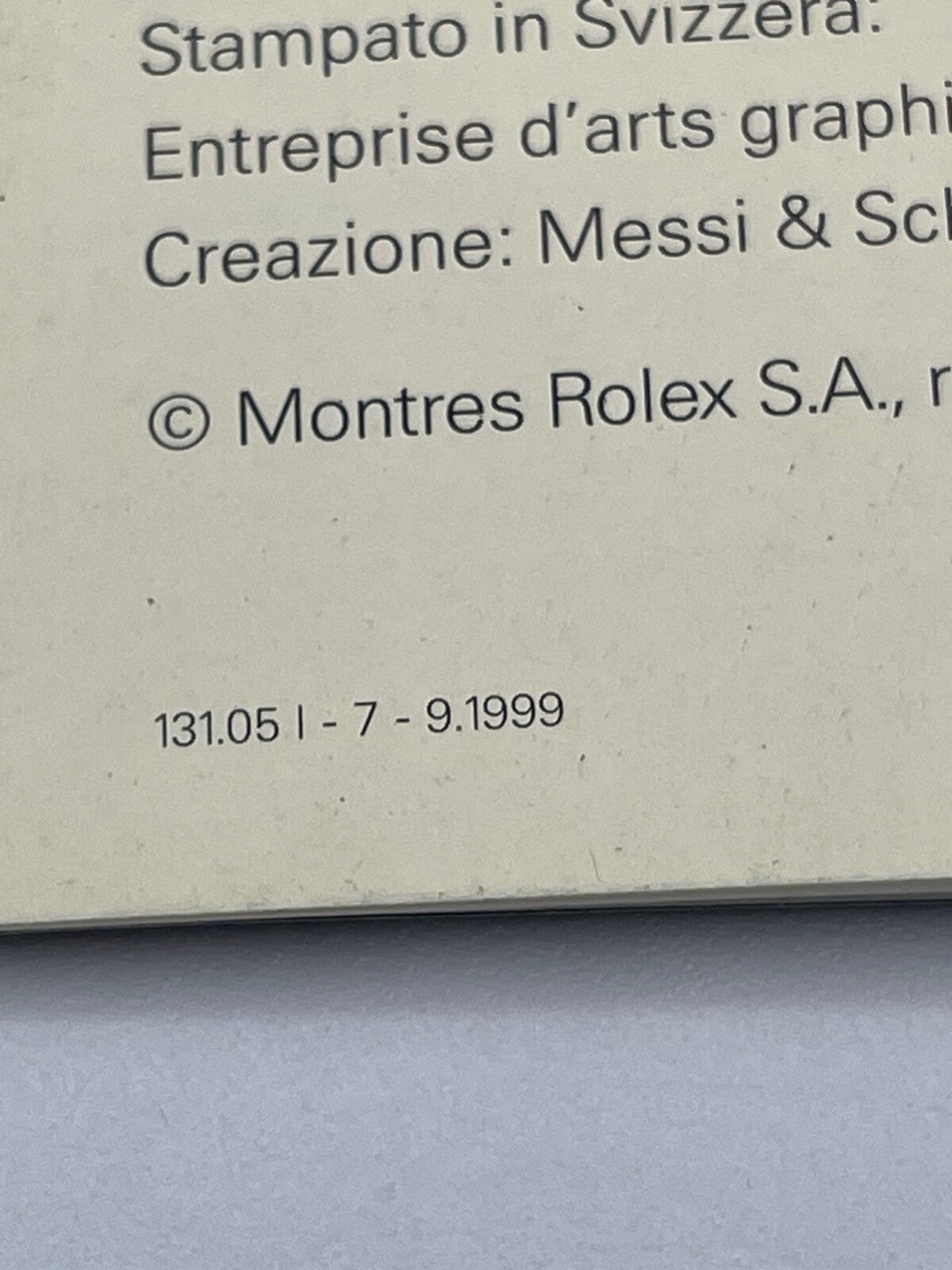 Rolex Oyster libretto orologio watch booklet anno 1999 italiano