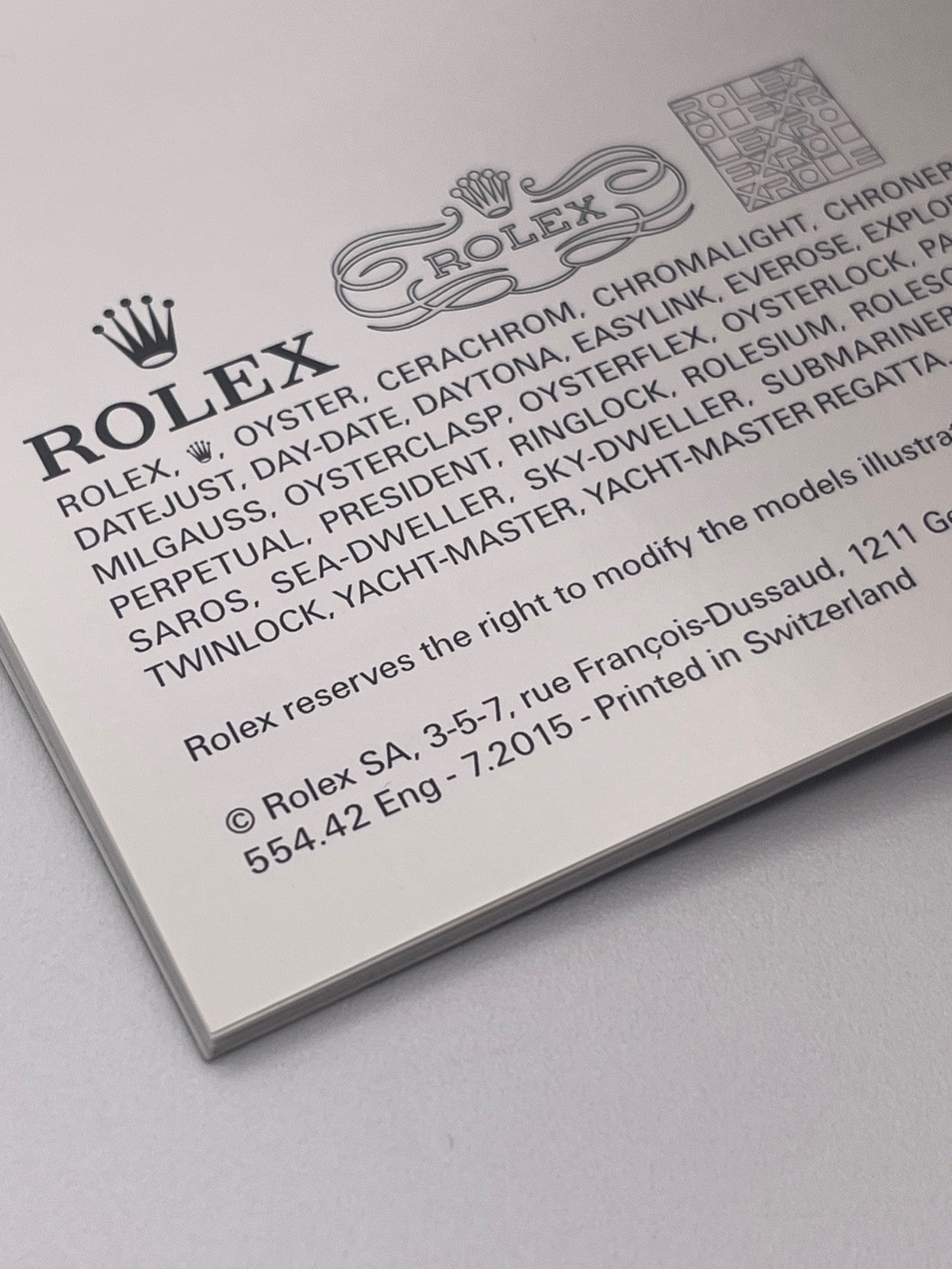 Rolex Daytona libretto corredo orologio watch booklet 7.2015 inglese
