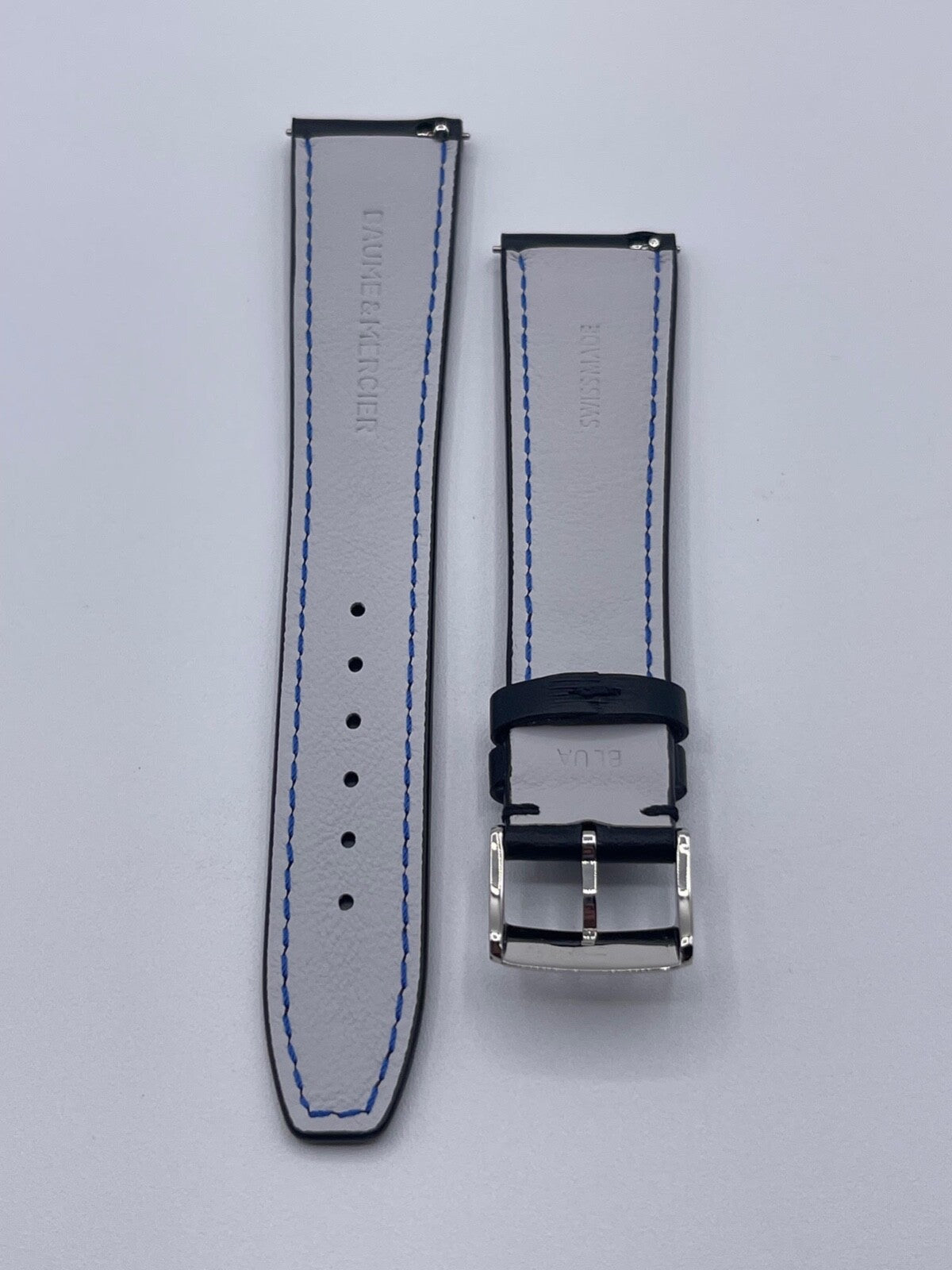 Baume & Mercier Clifton cinturino strap orologio pelle nero BLUA 22mm + fibbia