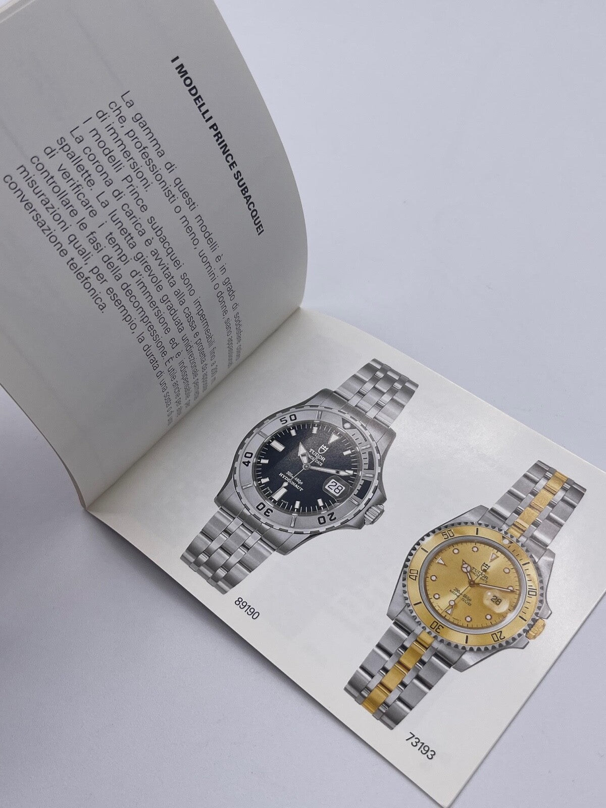 Tudor Prince Submariner Monarch libretto orologio italiano ( 1994 - 2002 )