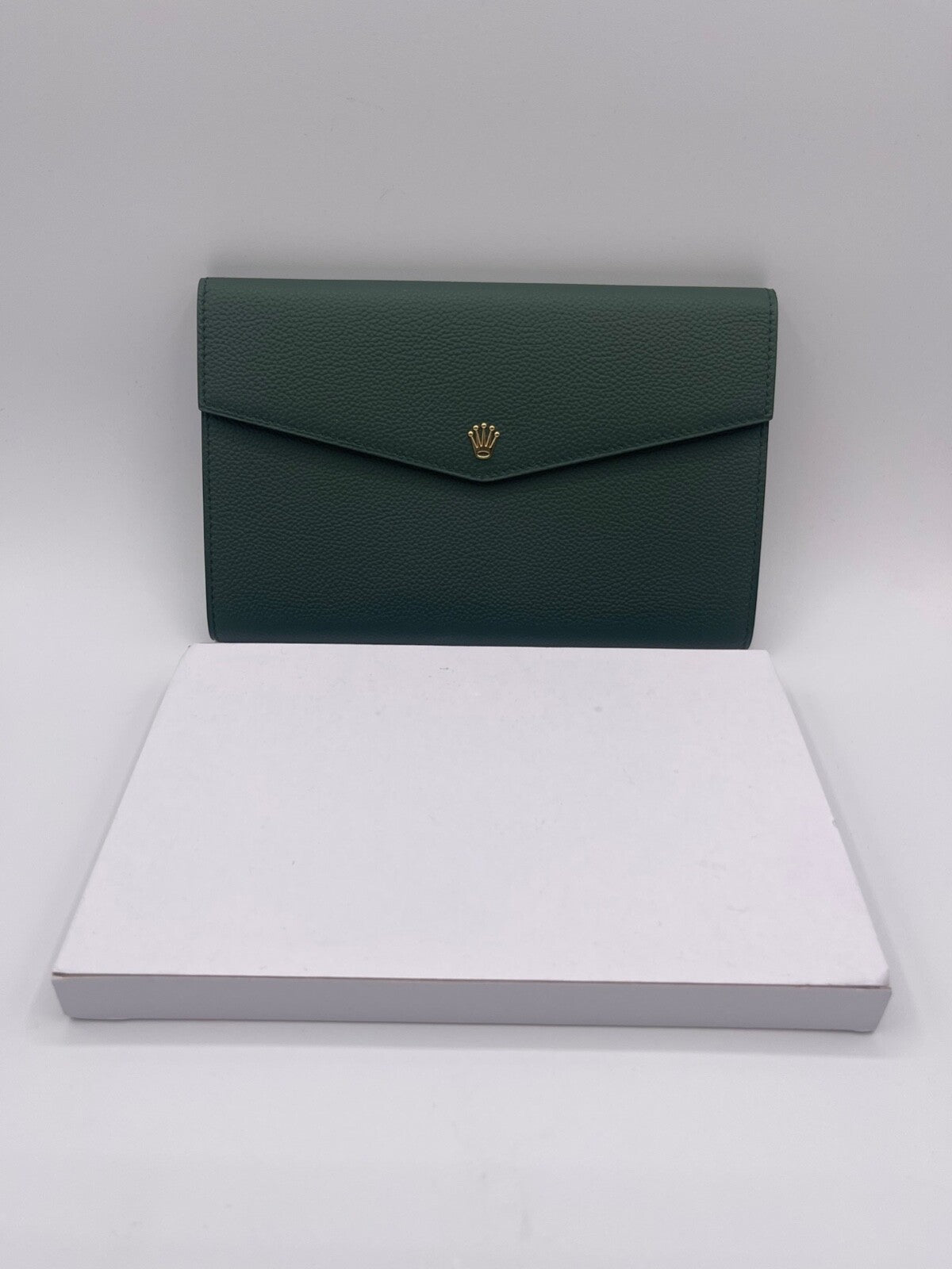 Rolex borsa bag pochette clutch verde green pelle leather