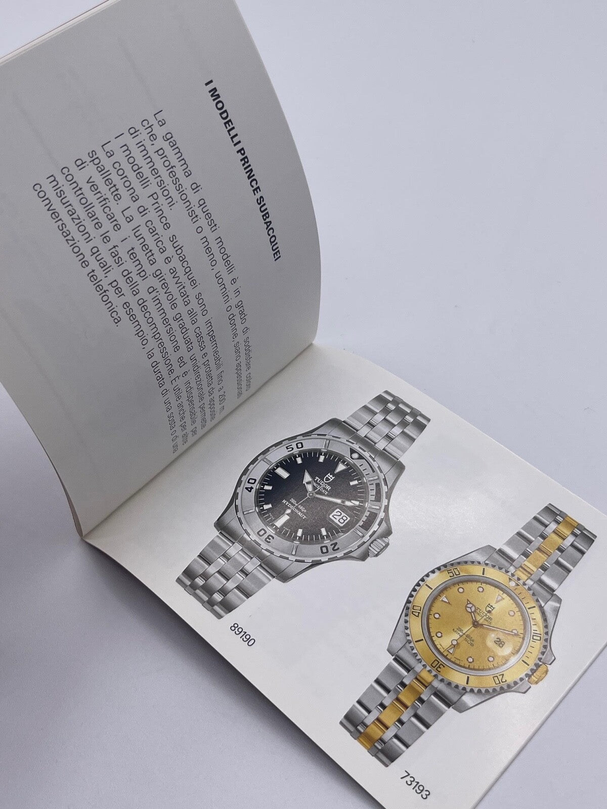 Tudor Prince Submariner Monarch libretto orologio italiano ( 1994 - 2002 )
