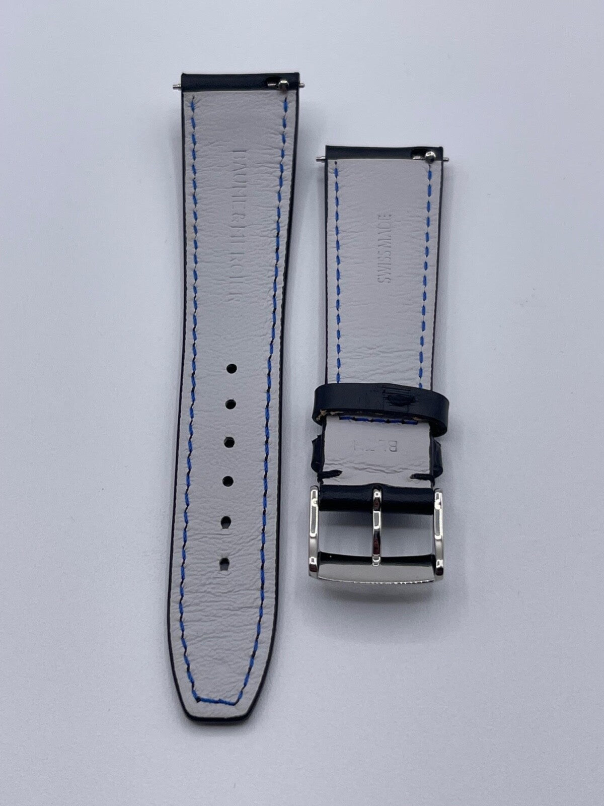 Baume & Mercier Clifton cinturino orologio pelle nero "BLTH" 22mm + fibbia
