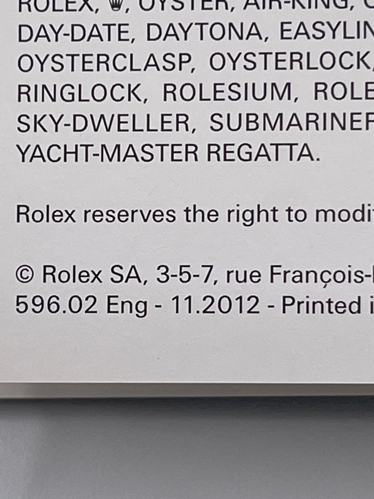 Rolex Gmt-Master II libretto corredo orologio watch booklet anno 2012 inglese