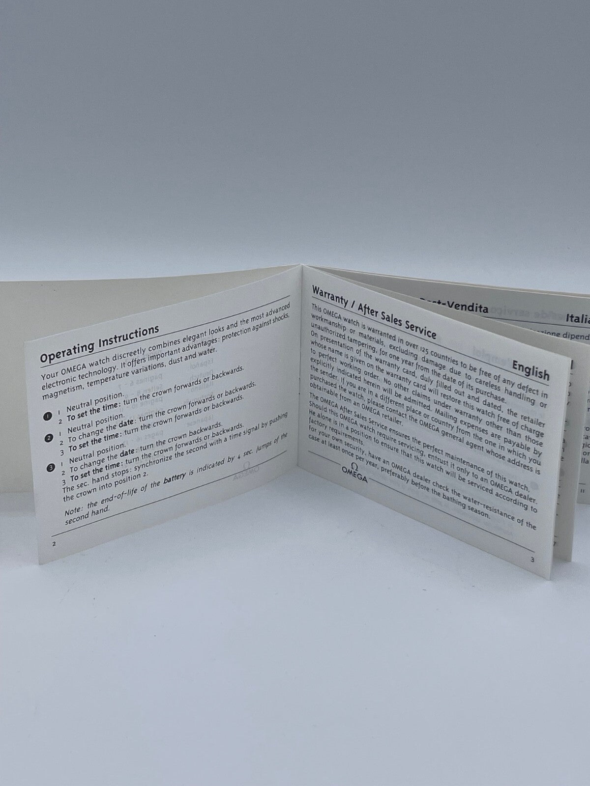Omega libretto booklet "operating instructions" 1998