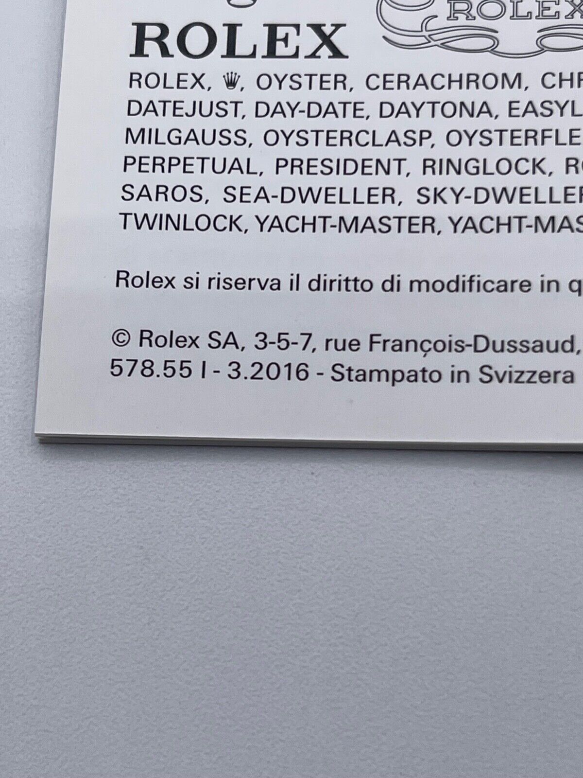 Rolex Oyster Perpetual O.P. Date libretto corredo italiano originale 2009 - 2021