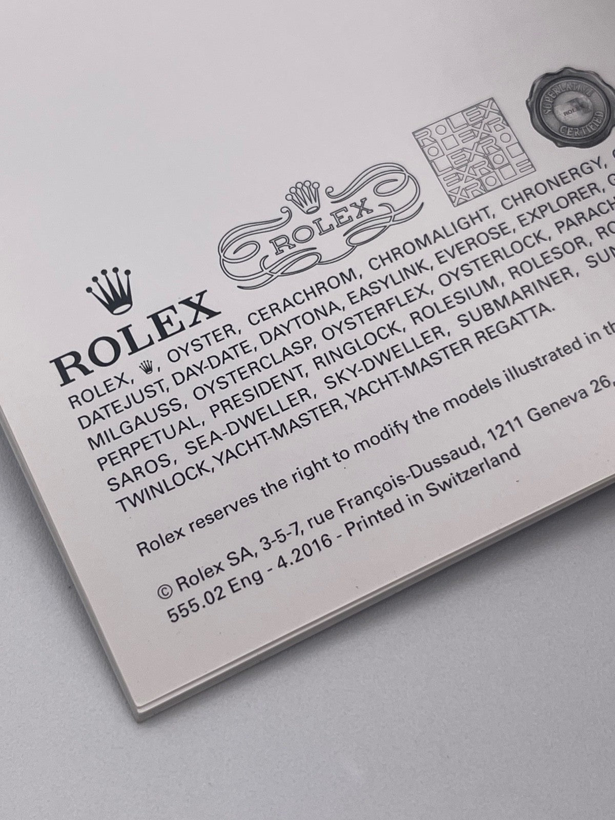 Rolex Daytona libretto corredo orologio watch booklet 4.2016 inglese