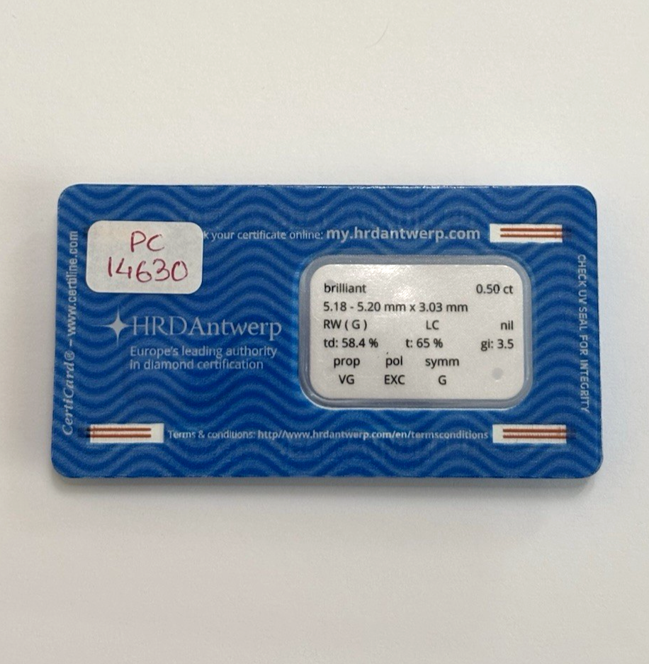 Diamante 0.50 ct G IF LC certificato HRD certified diamond report 220000091449