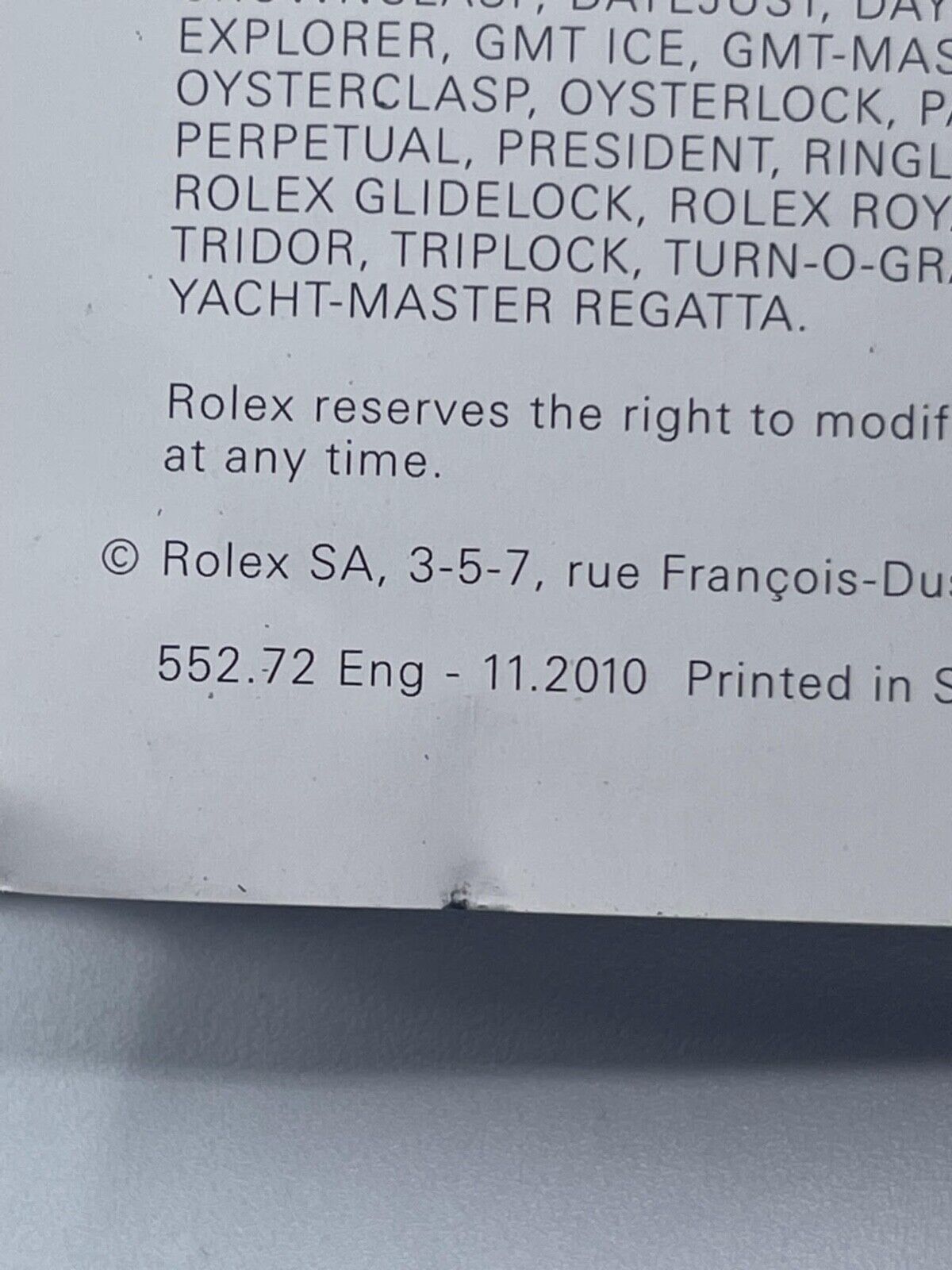 Rolex Datejust libretto corredo orologio watch booklet inglese ( 2001 - 2011 )