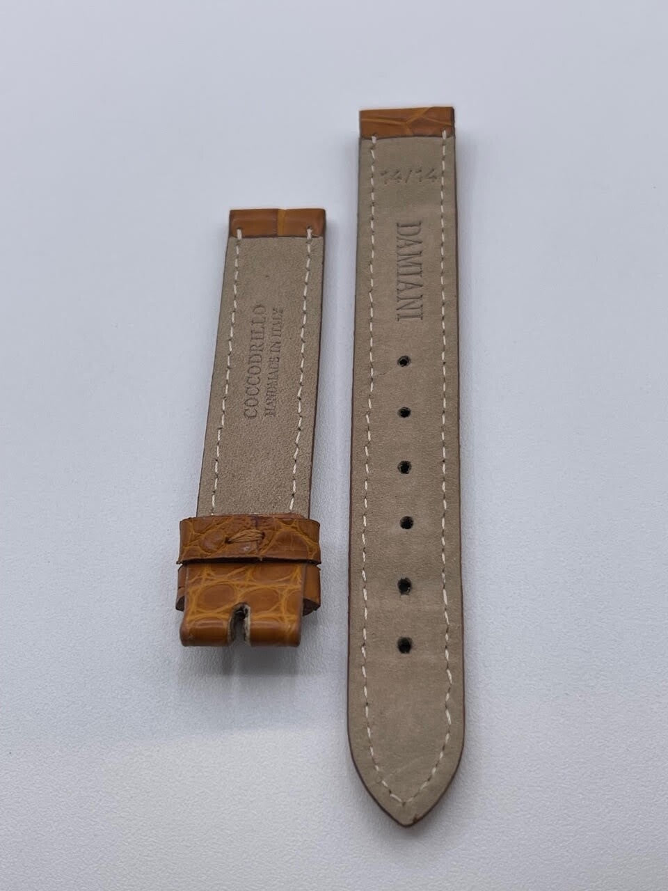 Damiani cinturino orologio watch strap pelle coccodrillo marrone 14/14mm