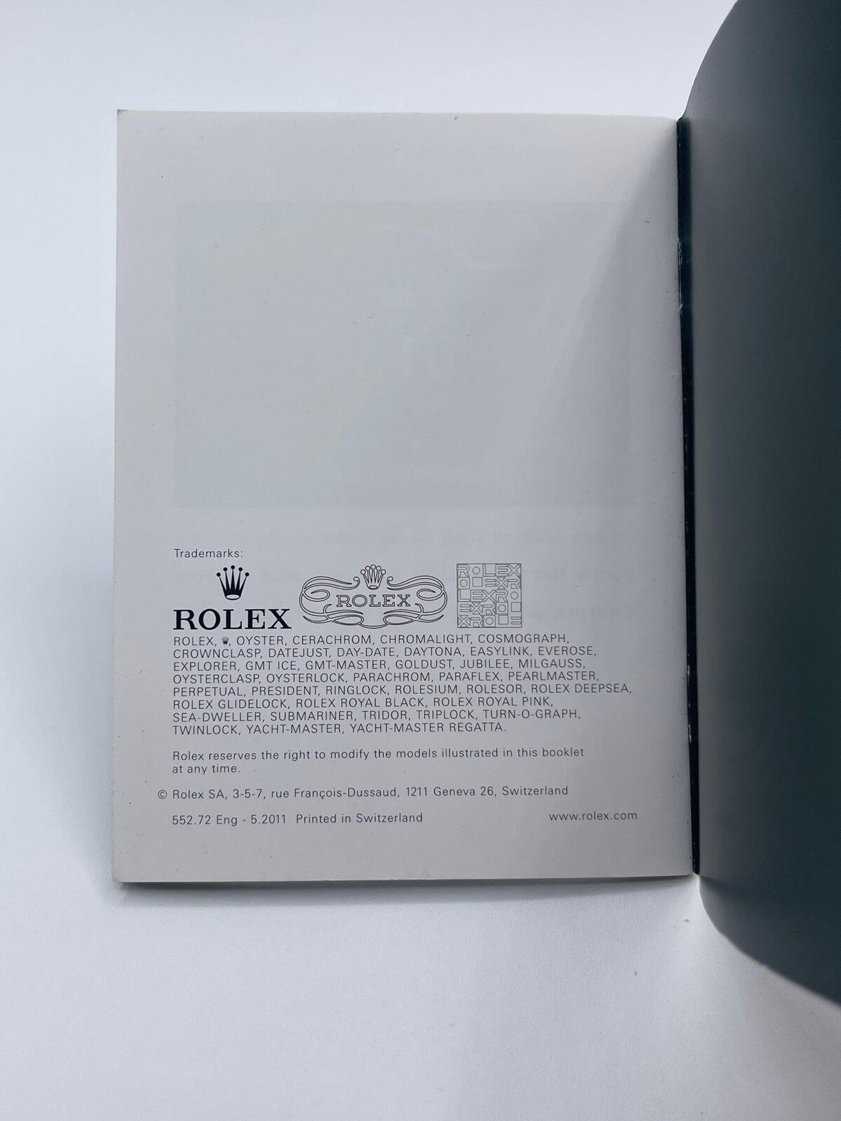 Rolex Datejust libretto corredo orologio watch booklet inglese ( 2001 - 2011 )