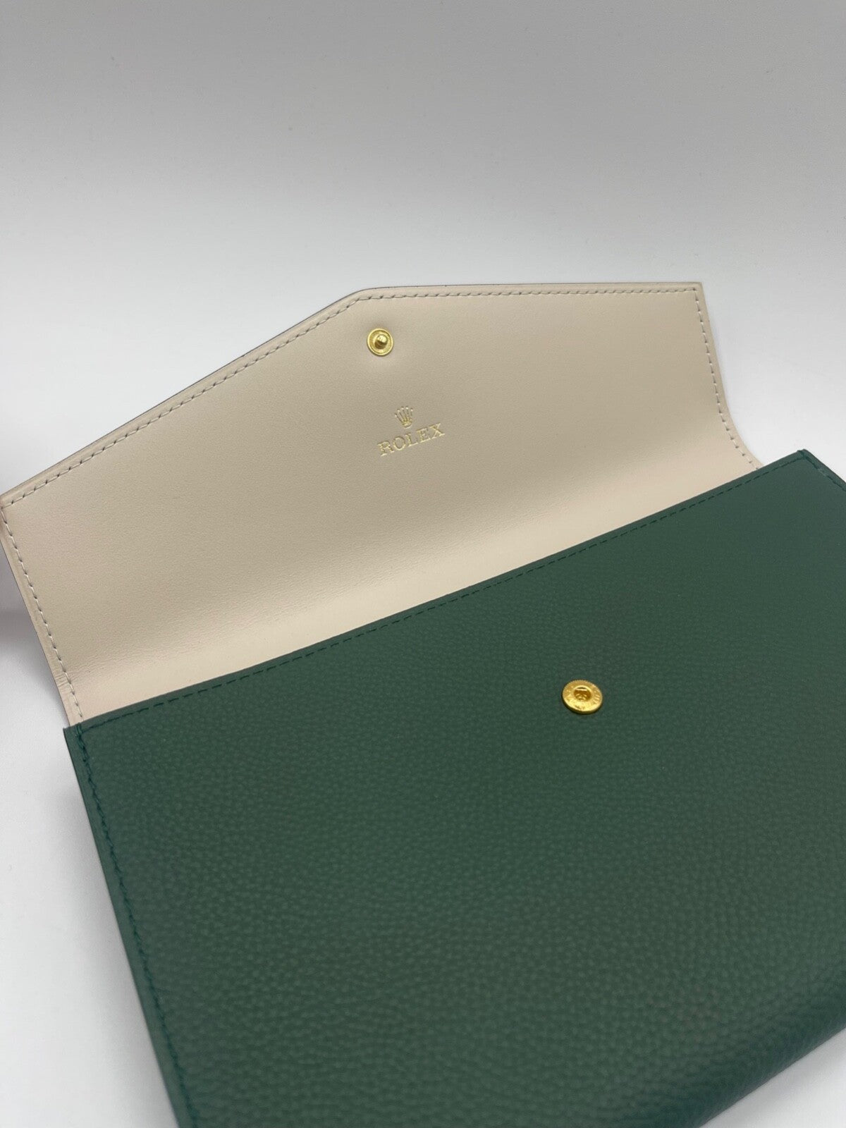 Rolex borsa bag pochette clutch verde green pelle leather
