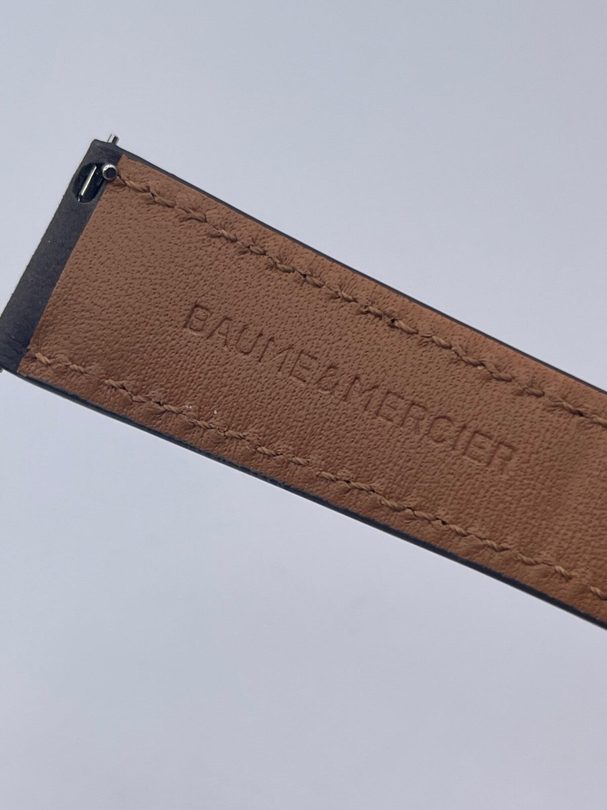 Baume & Mercier Hampton cinturino orologio watch strap pelle grigia 22/18mm
