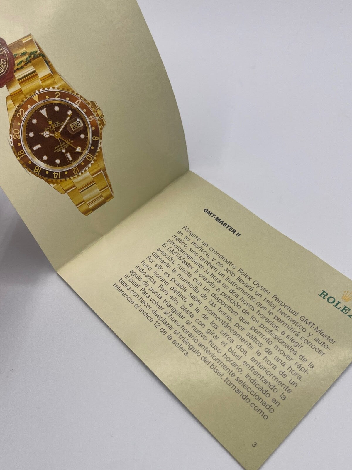 Rolex Gmt-Master libretto corredo orologio watch booklet anno 2000 spagnolo
