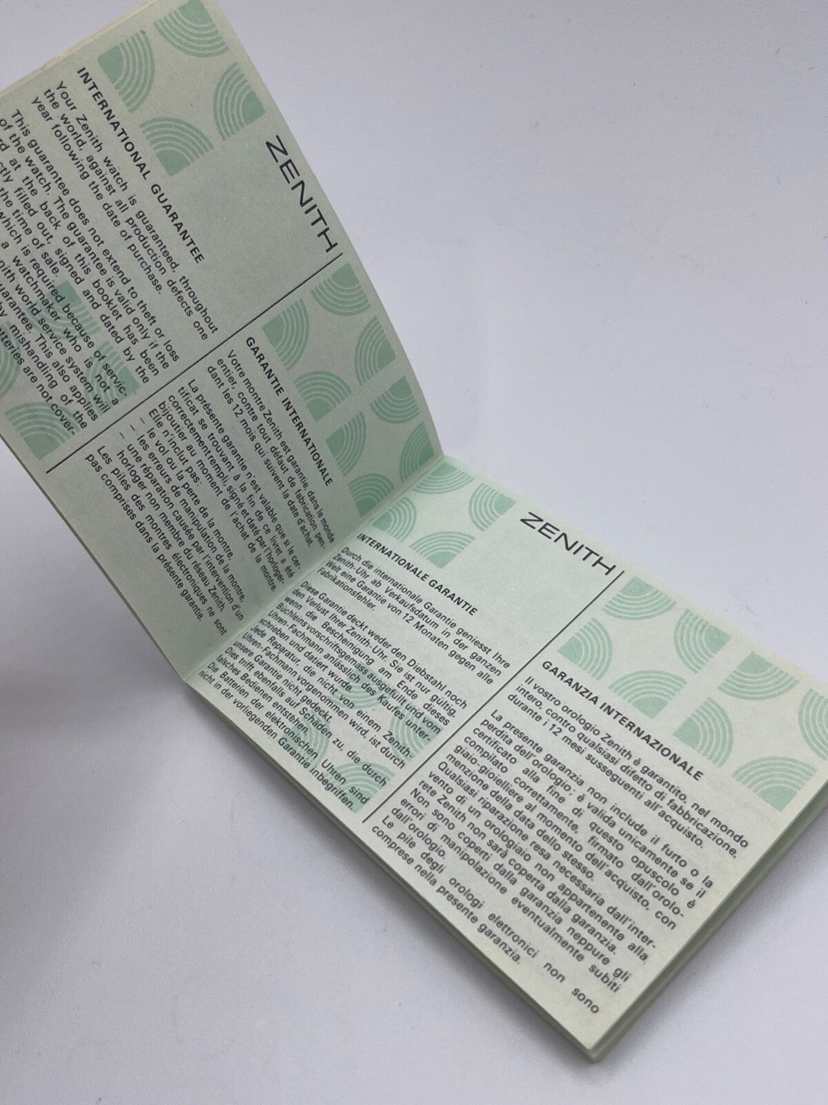 Zenith libretto "world service" watch booklet anni '80 years