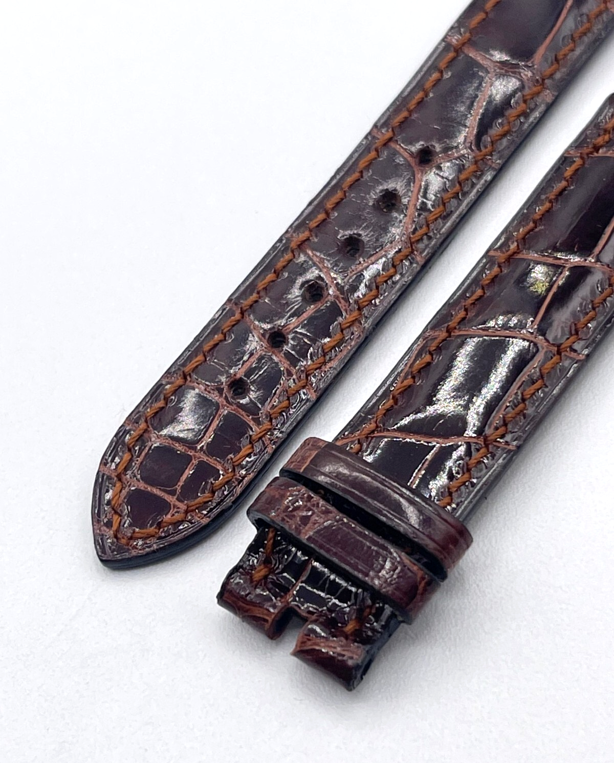 Bulgari Bvlgari cinturino orologio watch strap pelle alligatore marrone 14 mm
