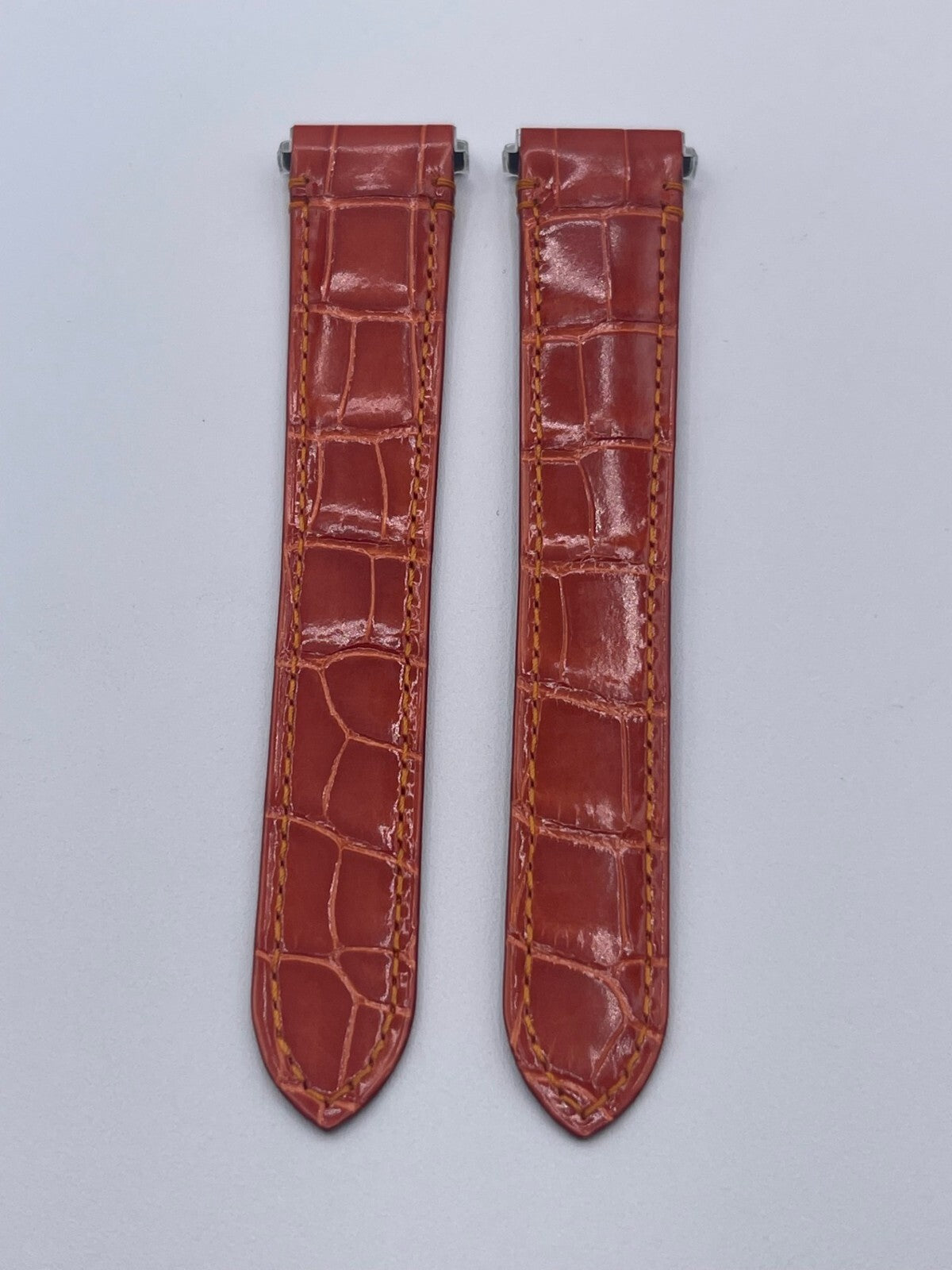 Cartier Santos cinturino orologio strap pelle alligatore arancione 19mm KD7HJAEY
