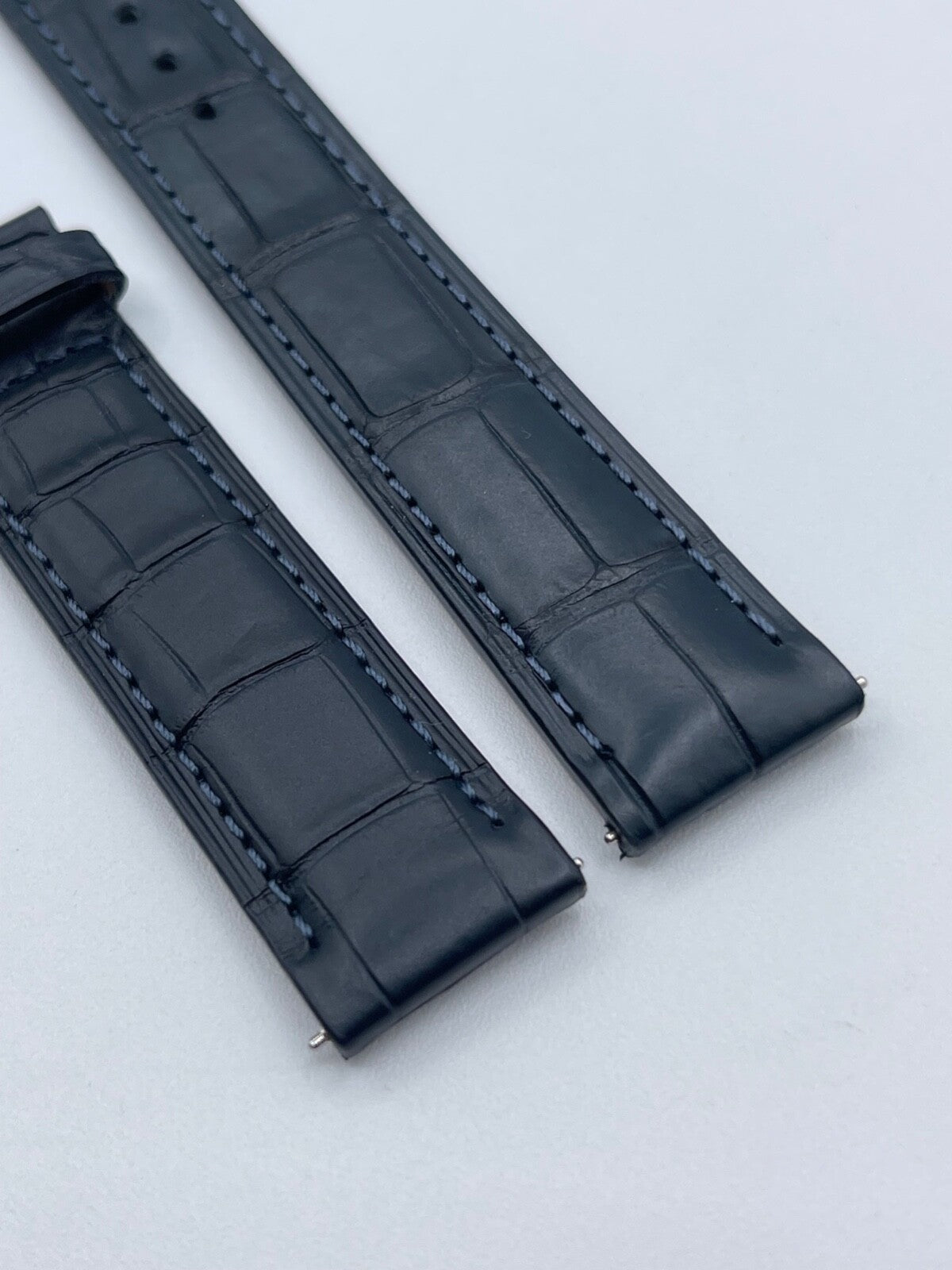Baume & Mercier Hampton cinturino orologio watch strap alligatore blu 19/18mm