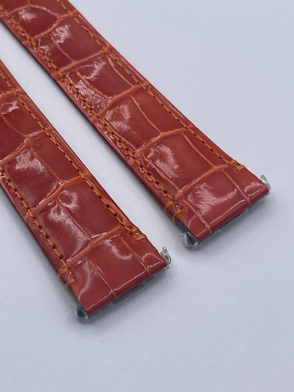 Cartier Santos cinturino orologio strap pelle alligatore arancione 19mm KD7HJAEY