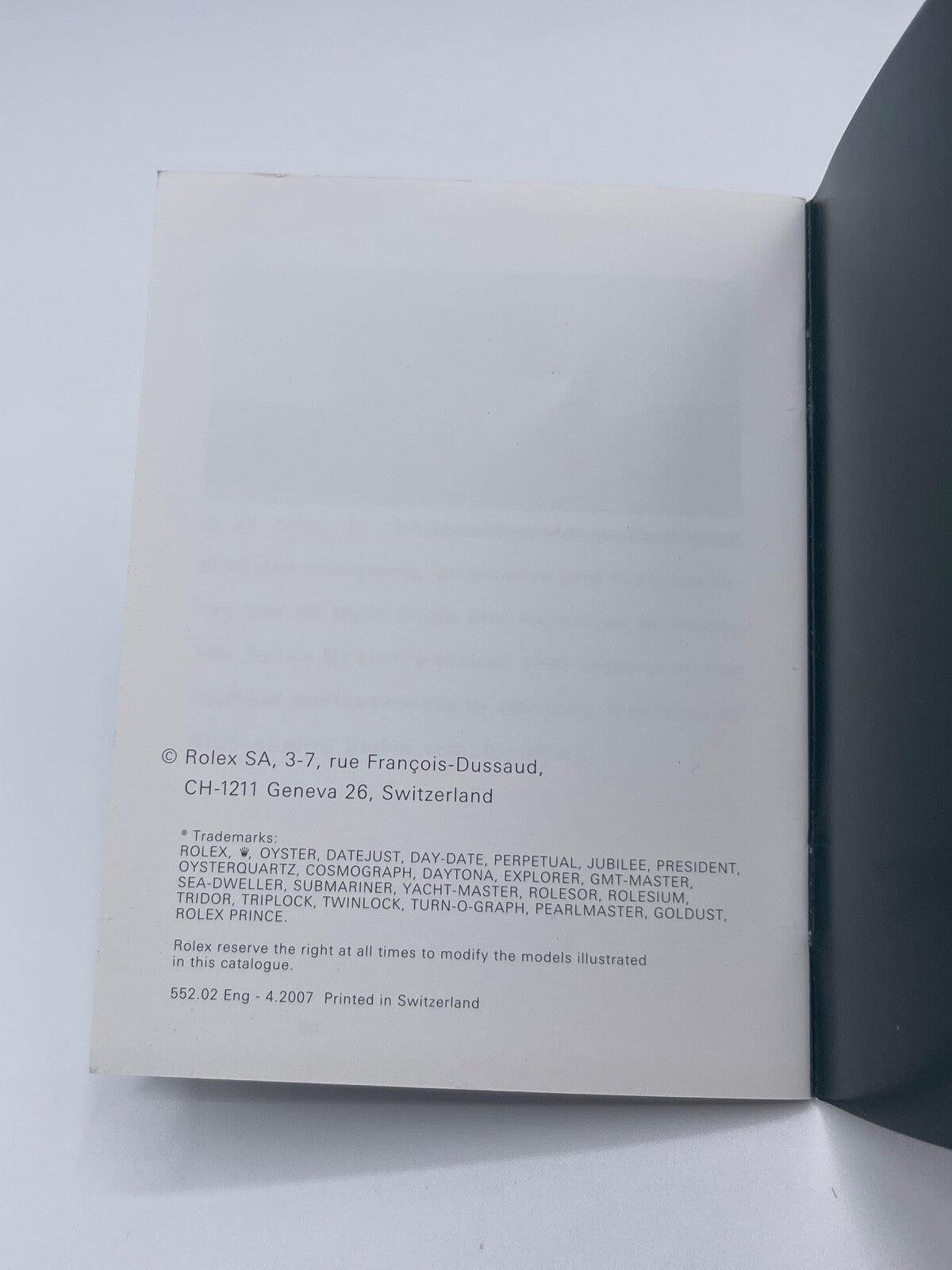 Rolex Datejust libretto corredo orologio watch booklet inglese ( 2001 - 2011 )