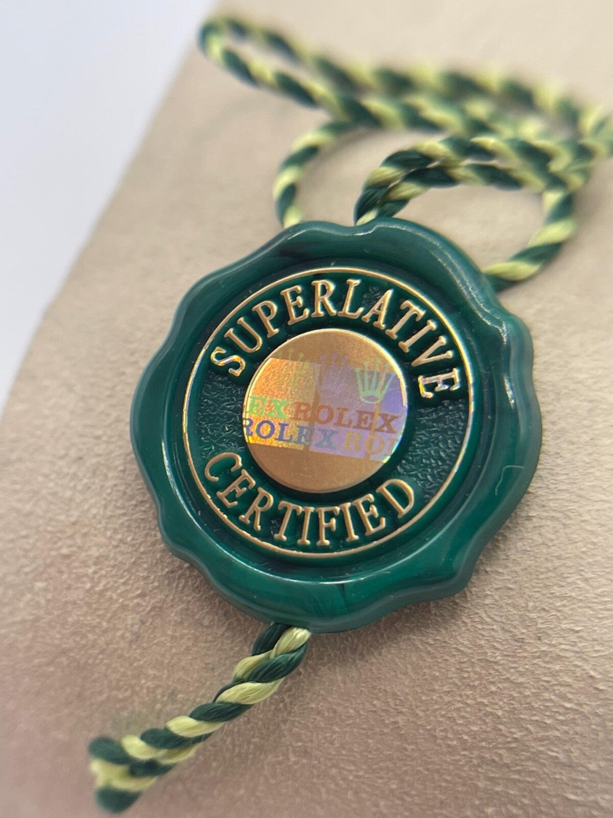 Rolex tag sigillo seal ceralacca verde green " Superlative Certified " originale