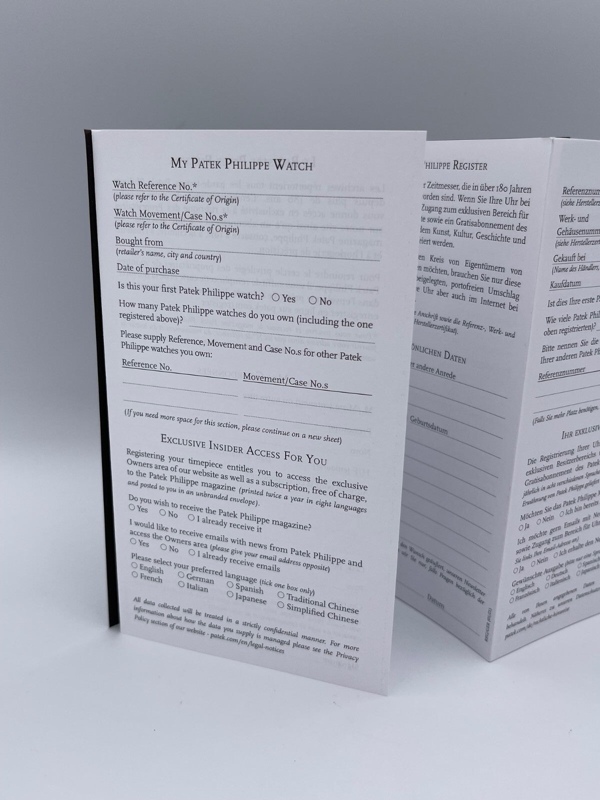 The Patek Philippe register owners archive watch kit