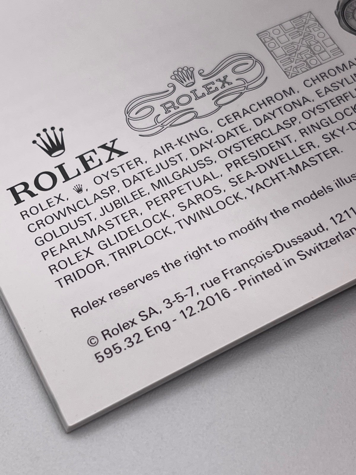 Rolex Gmt-Master II libretto corredo orologio watch booklet 12.2016 inglese