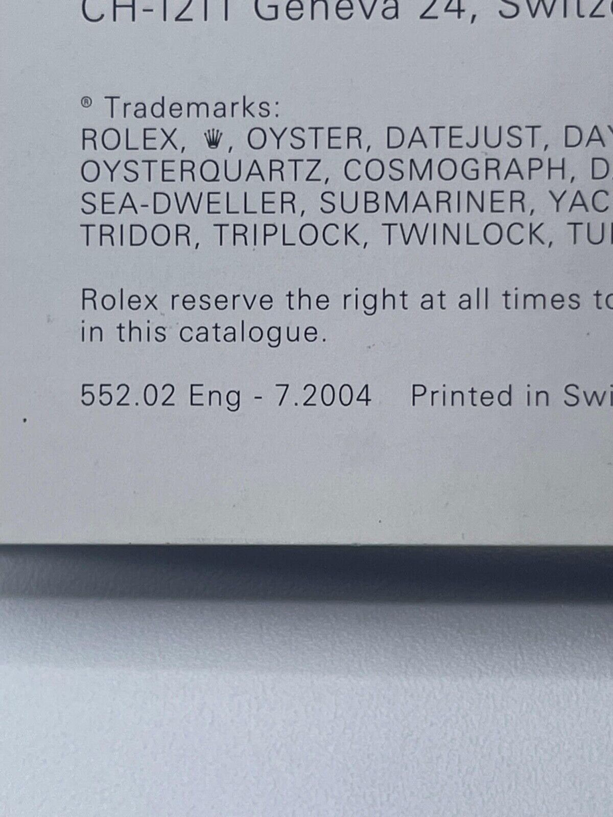 Rolex Datejust libretto corredo orologio watch booklet inglese ( 2001 - 2011 )