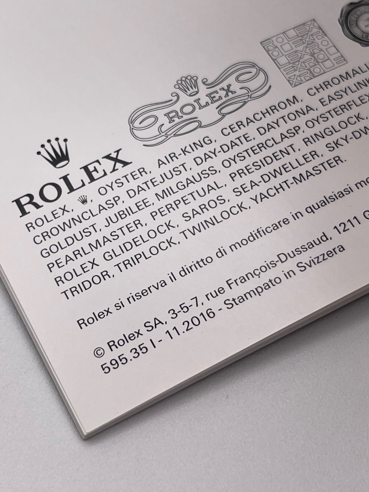 Rolex Gmt-Master II libretto corredo orologio watch booklet 11.2016 italiano