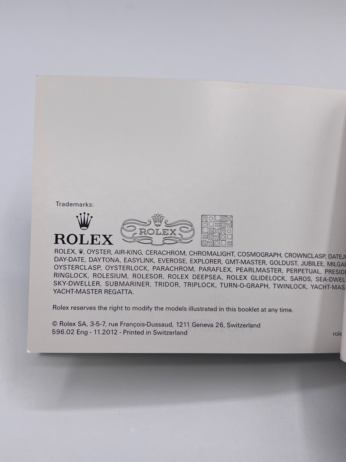 Rolex Gmt-Master II libretto corredo orologio watch booklet anno 2012 inglese