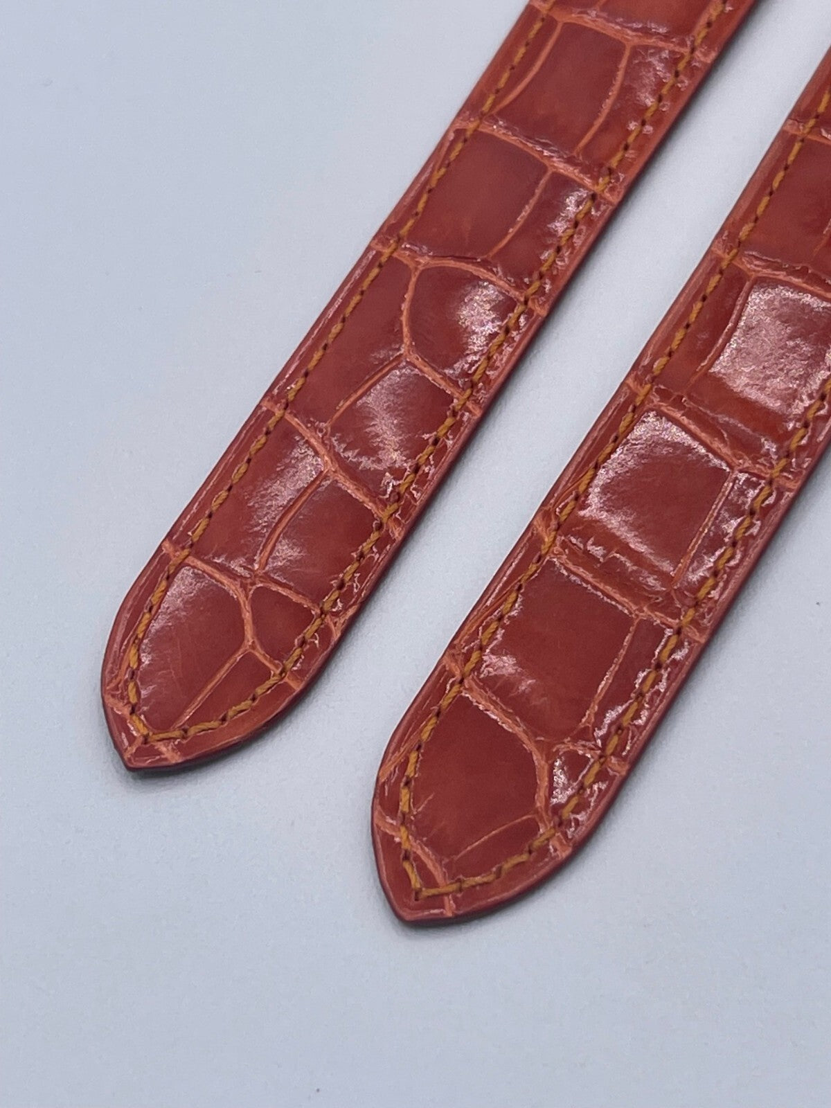 Cartier Santos cinturino orologio strap pelle alligatore arancione 19mm KD7HJAEY