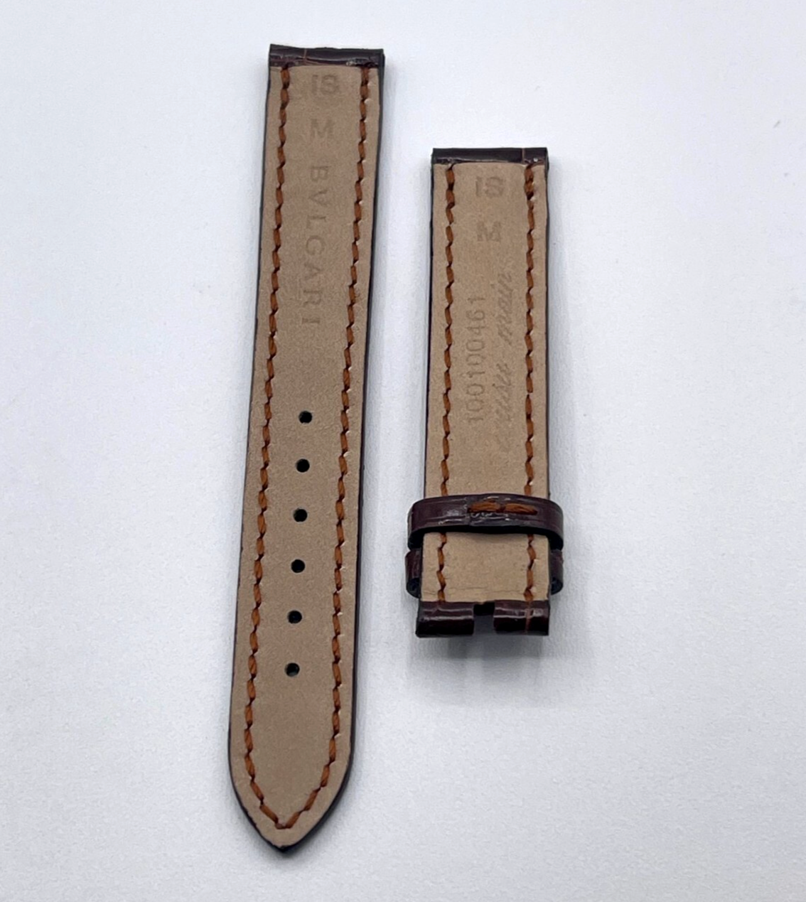 Bulgari Bvlgari cinturino orologio watch strap pelle alligatore marrone 14 mm