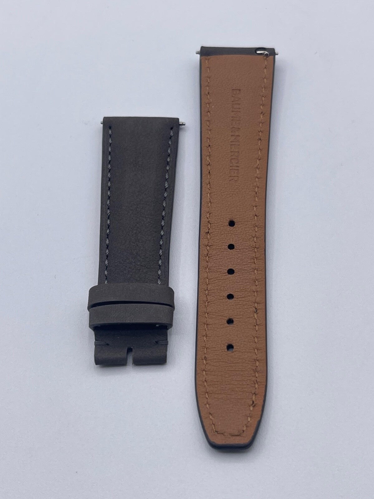 Baume & Mercier Hampton cinturino orologio watch strap pelle grigia 22/18mm
