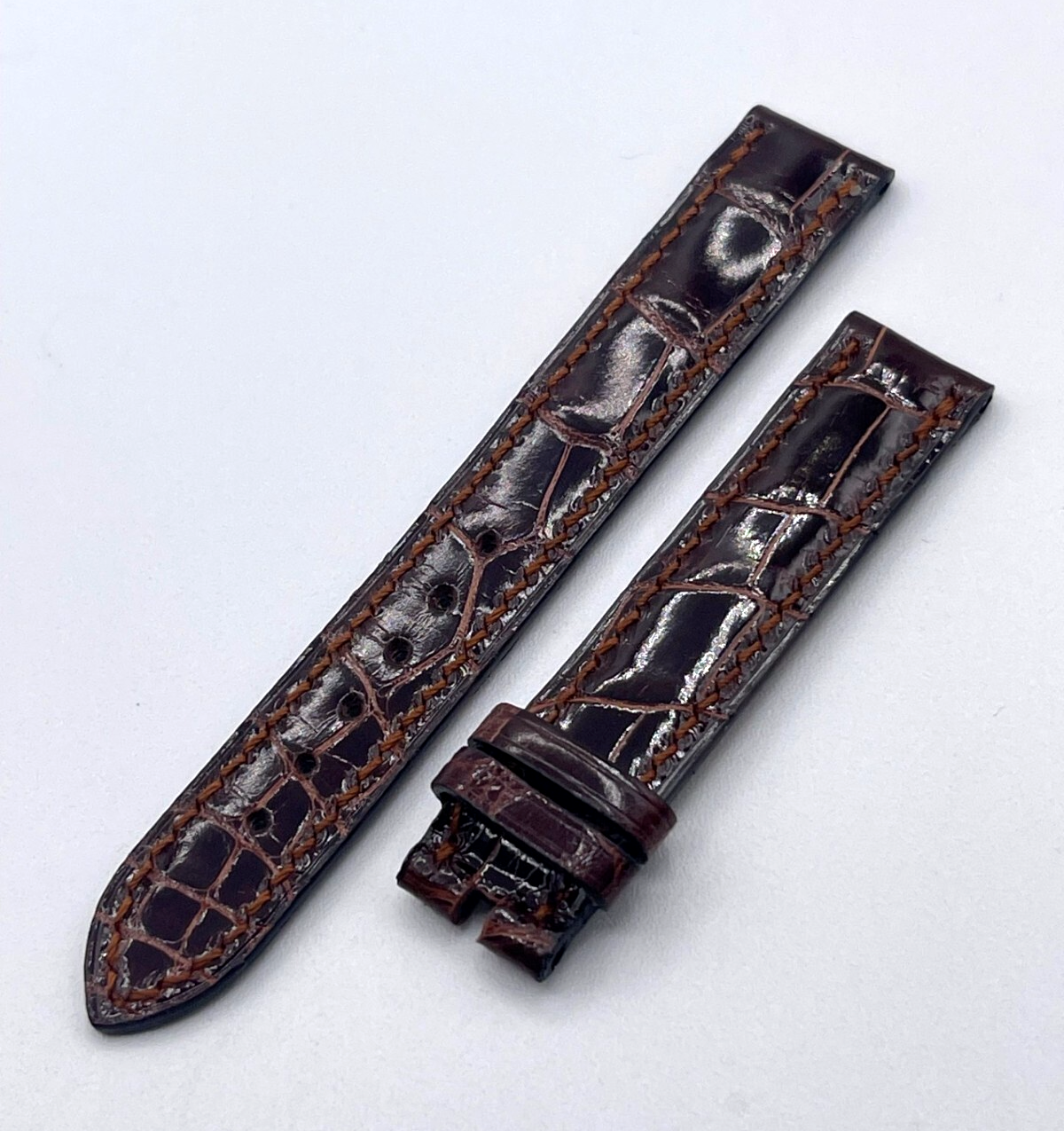 Bulgari Bvlgari cinturino orologio watch strap pelle alligatore marrone 14 mm