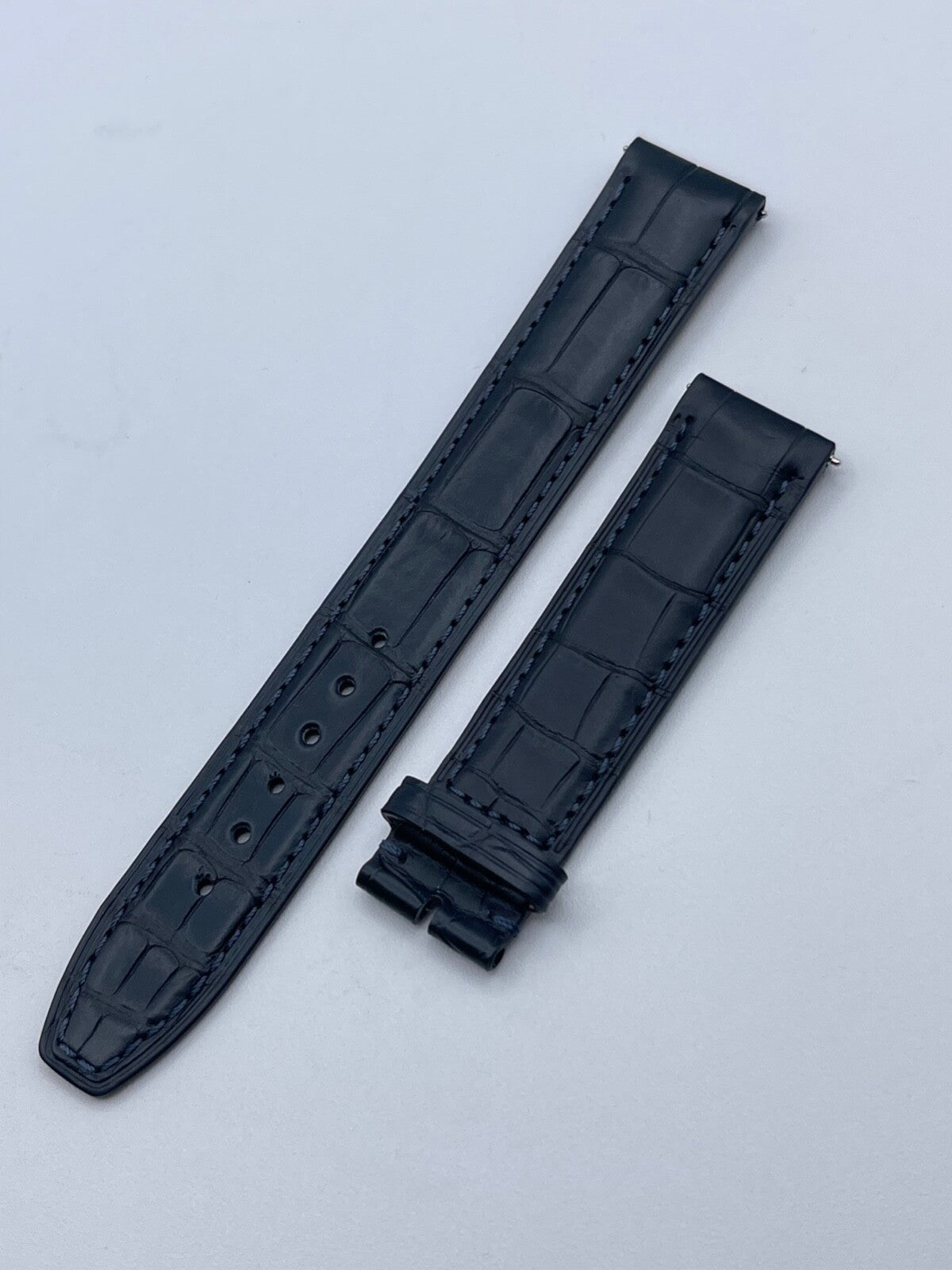 Baume & Mercier Hampton cinturino orologio watch strap alligatore blu 19/18mm