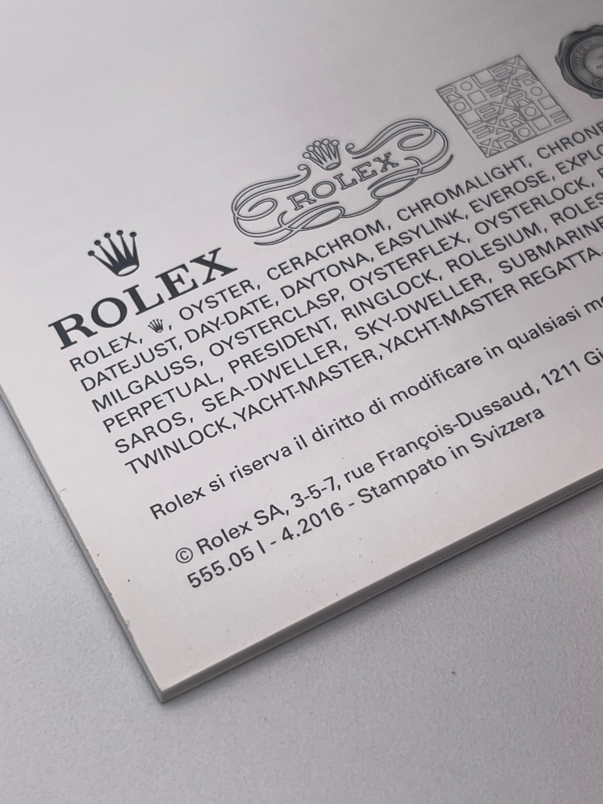 Rolex Daytona libretto corredo orologio watch booklet 4.2016 italiano