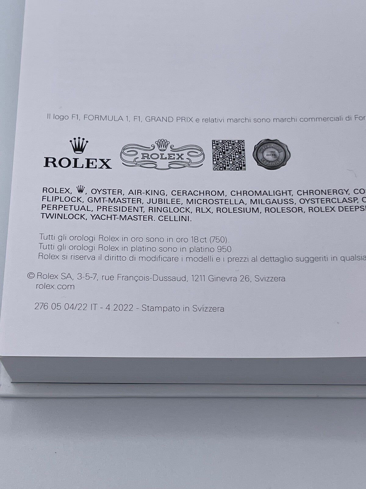 Rolex Submariner Datejust Daytona Explorer catalogo anno 2022/2023 italiano