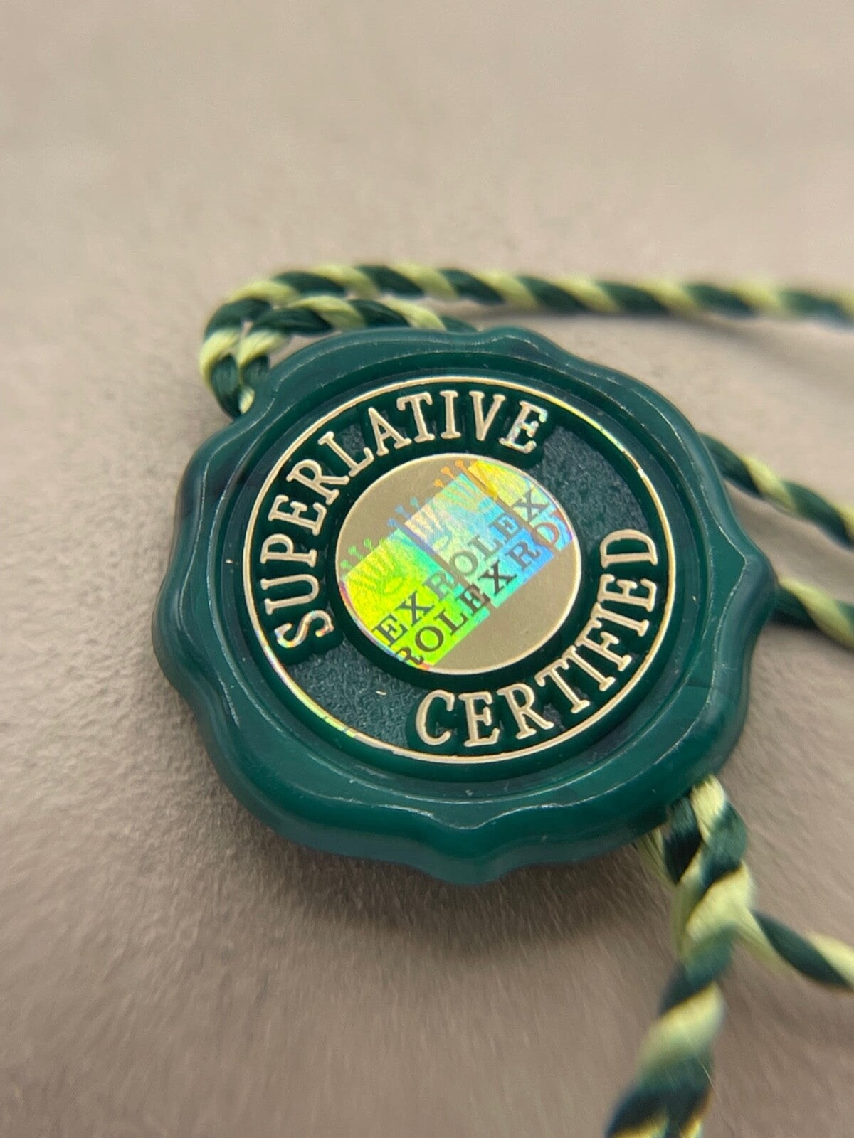 Rolex tag sigillo seal ceralacca verde green " Superlative Certified " originale