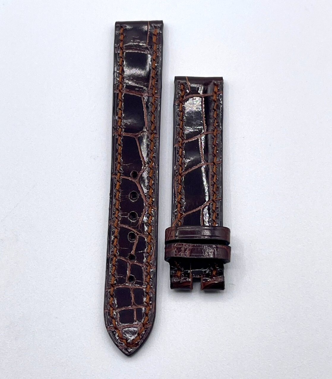 Bulgari Bvlgari cinturino orologio watch strap pelle alligatore marrone 14 mm