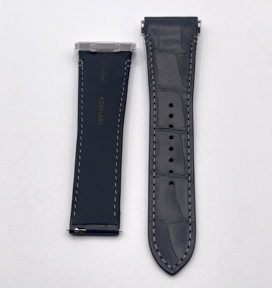 Cartier Santos cinturino orologio strap pelle alligatore grigio KDAVLABY 23/18mm