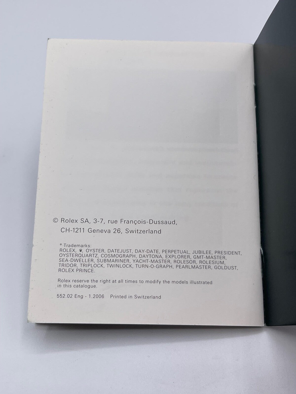 Rolex Datejust libretto corredo orologio watch booklet inglese ( 2001 - 2011 )