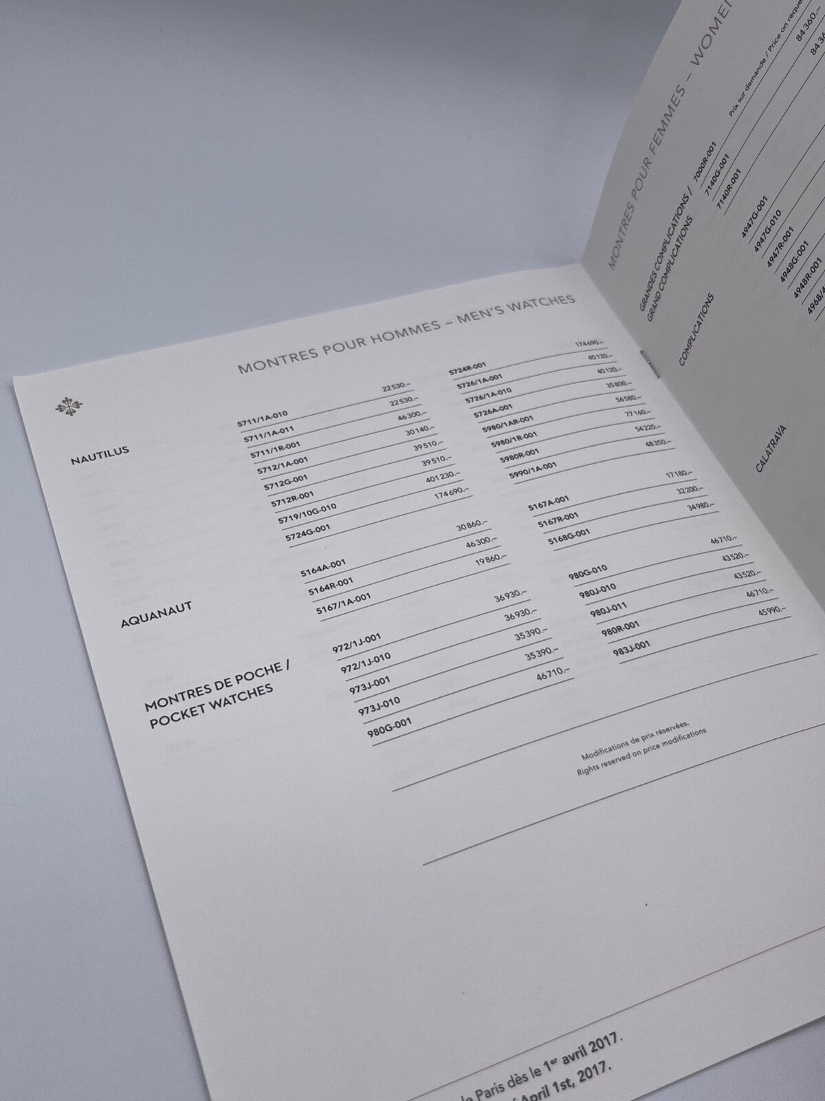 Patek Philippe listino prezzi rivenditori ufficiali dealer watch price list 2017