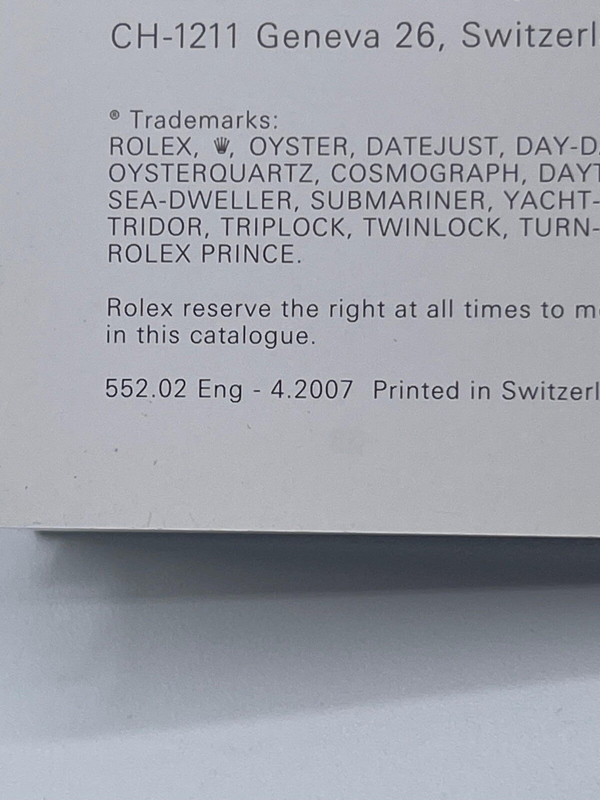 Rolex Datejust libretto corredo orologio watch booklet inglese ( 2001 - 2011 )