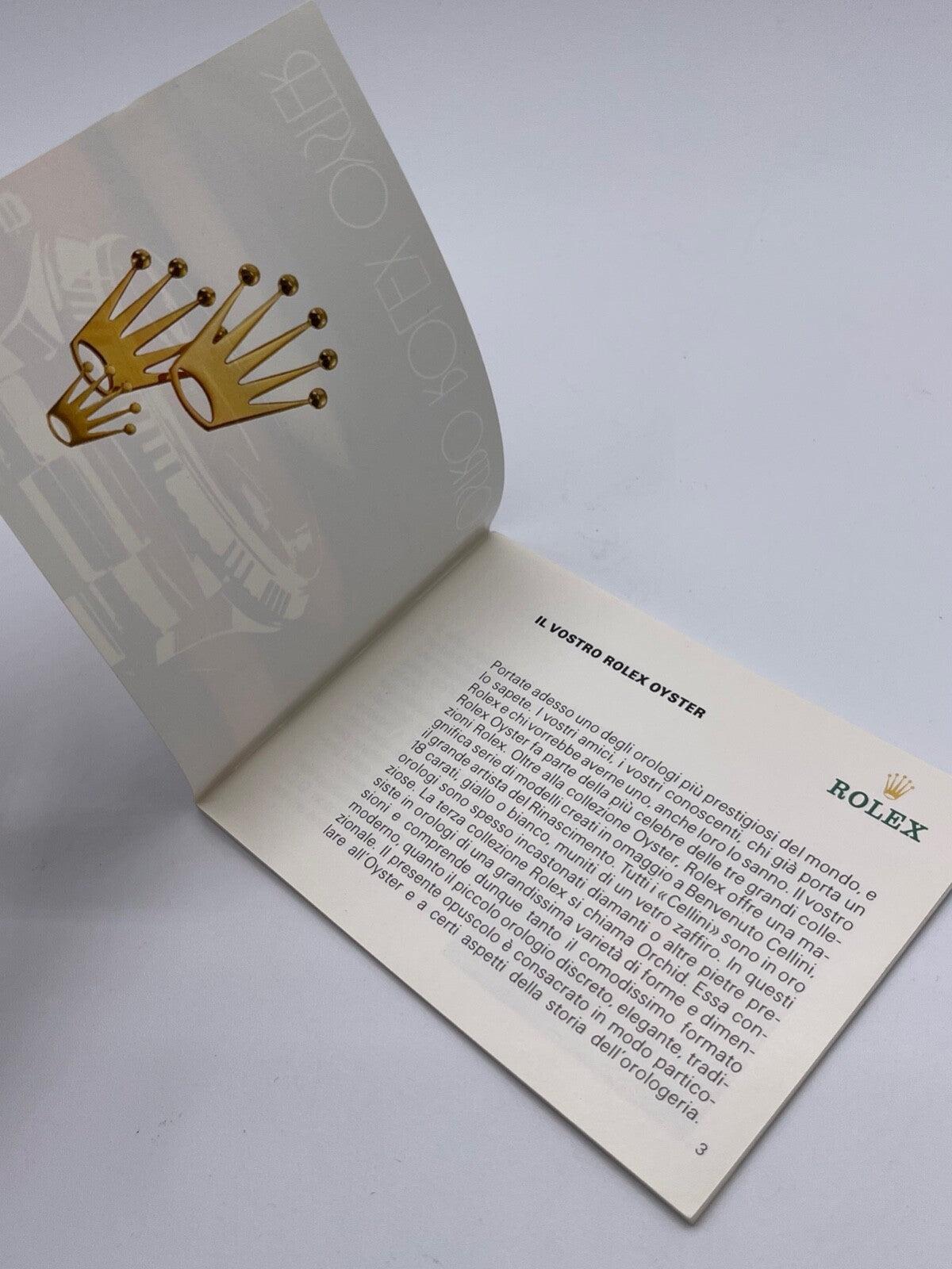 Rolex libretto corredo orologio "il vostro Rolex Oyster" italiano 1980 - 2008