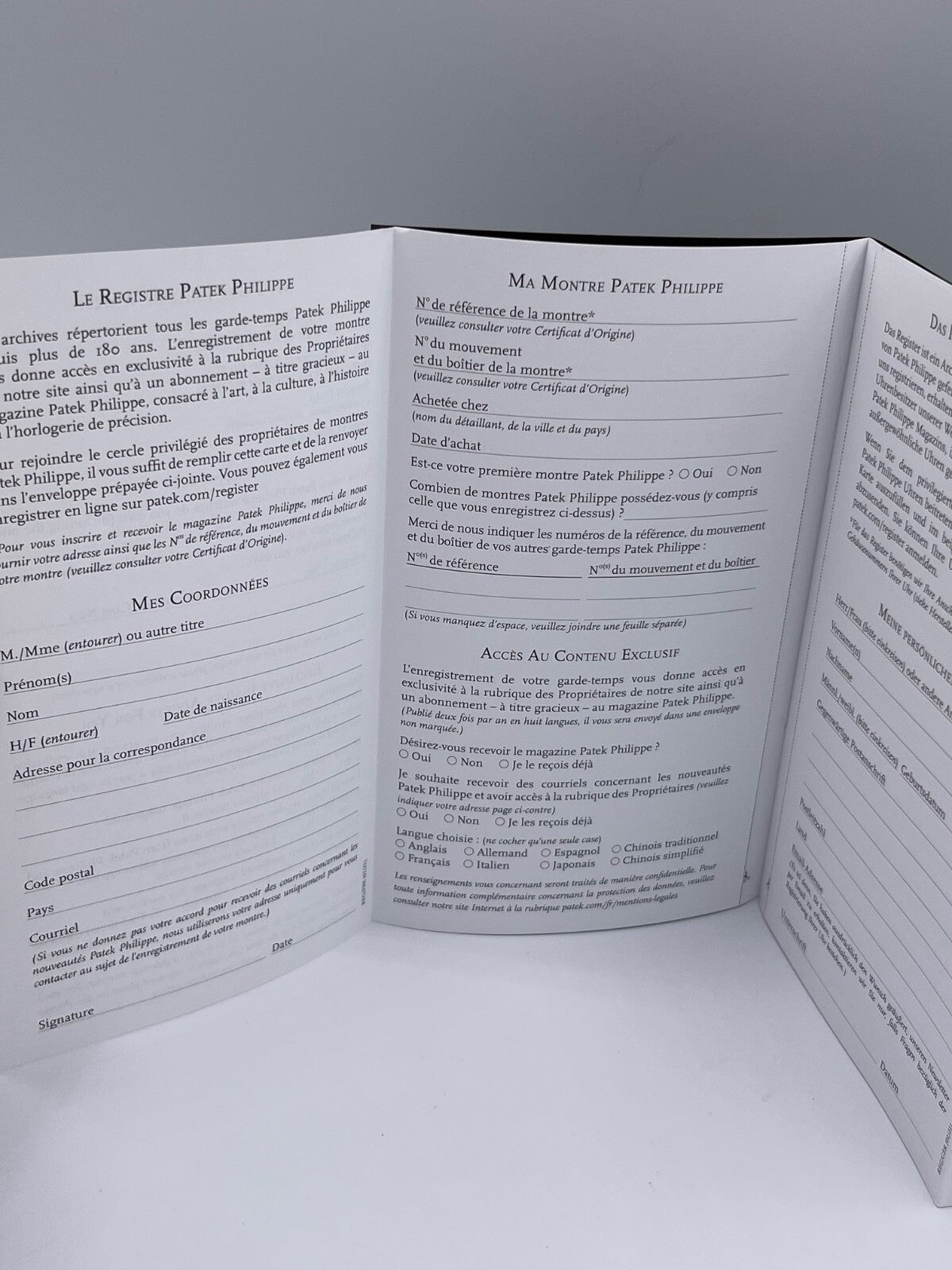 The Patek Philippe register owners archive watch kit