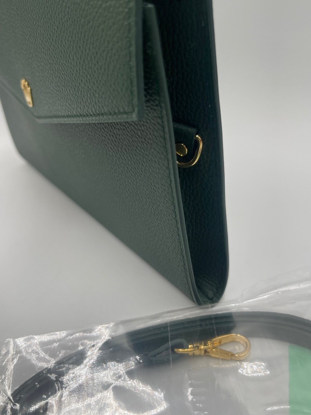 Rolex borsa bag pochette clutch verde green pelle leather