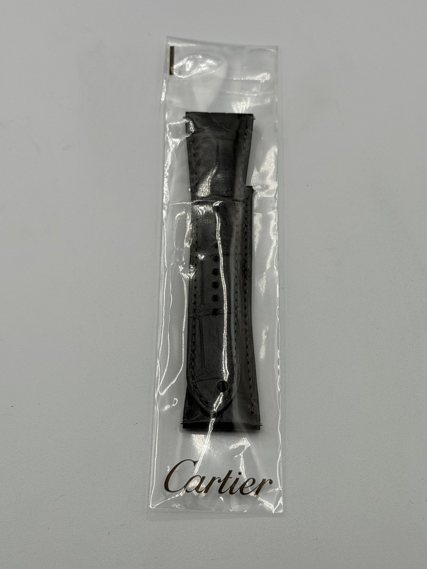 Cartier Rotonde cinturino orologio pelle alligatore grigio grey KDAKLM24 24/18mm