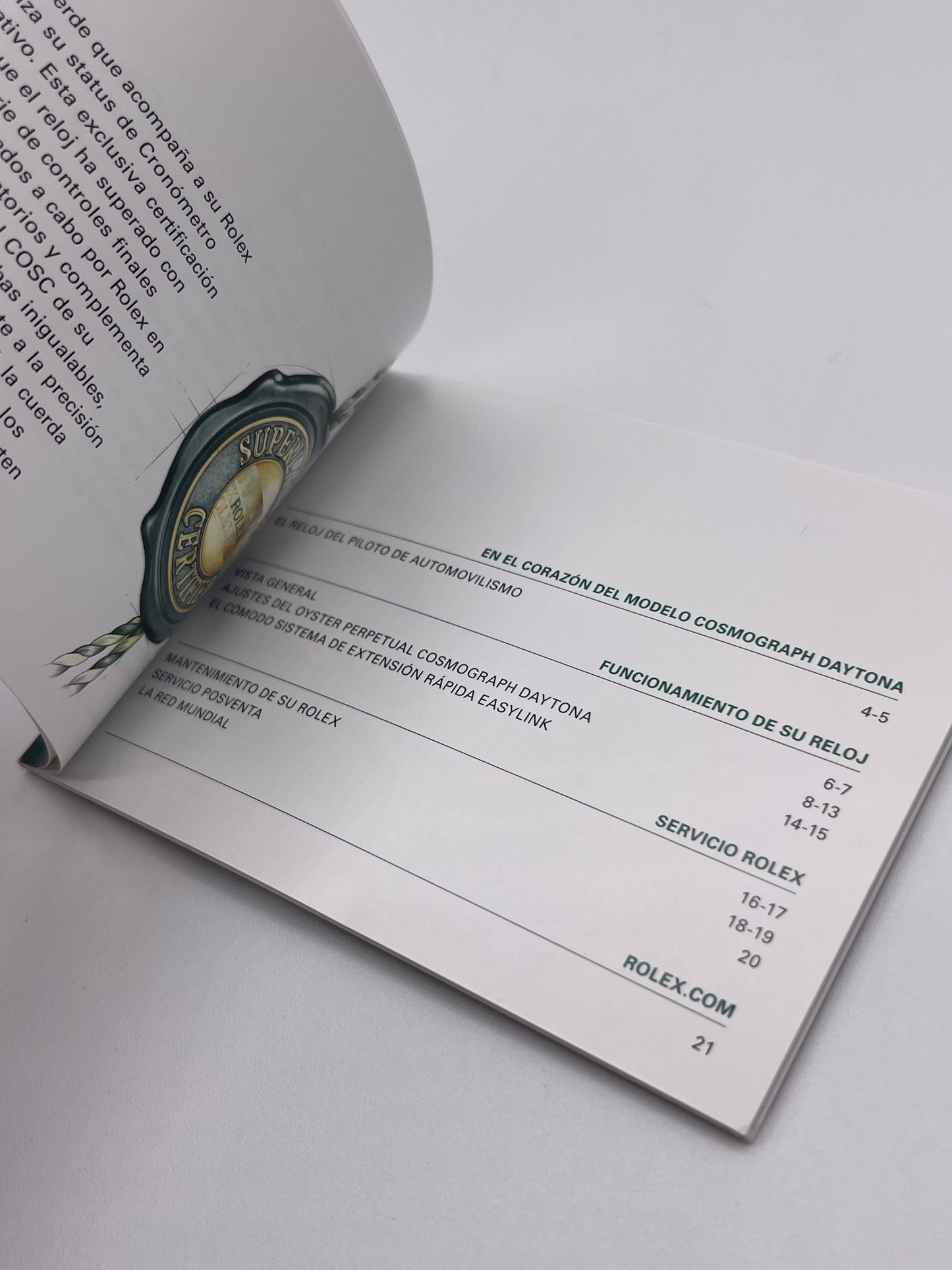 Rolex Daytona watch booklet 8.2018 Spanish