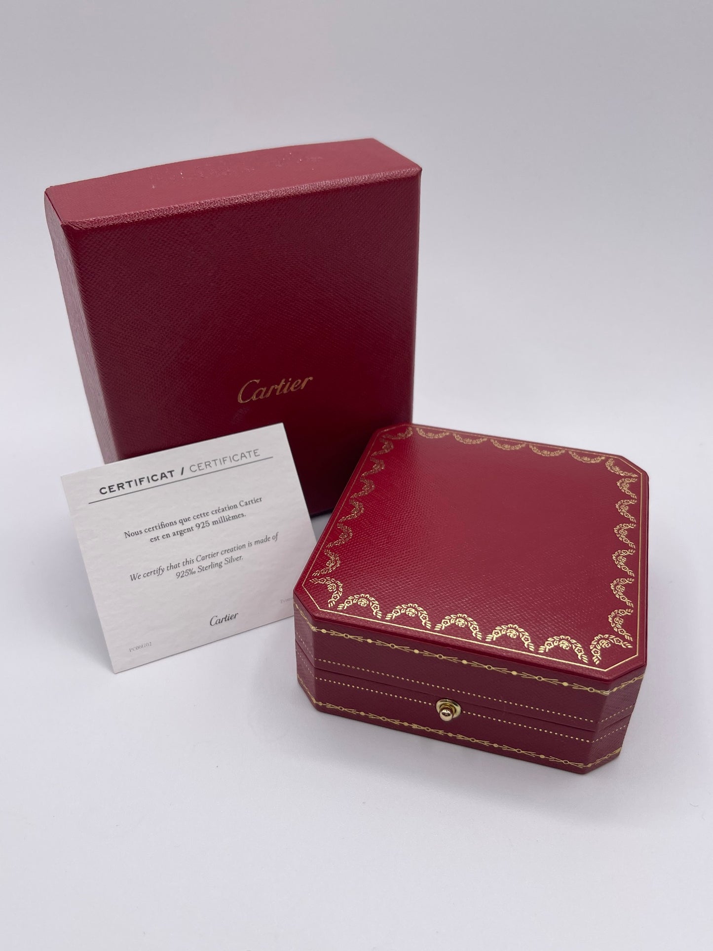 Cartier set scatola gemelli cufflinks box ref CRCO000467 + certificato argento