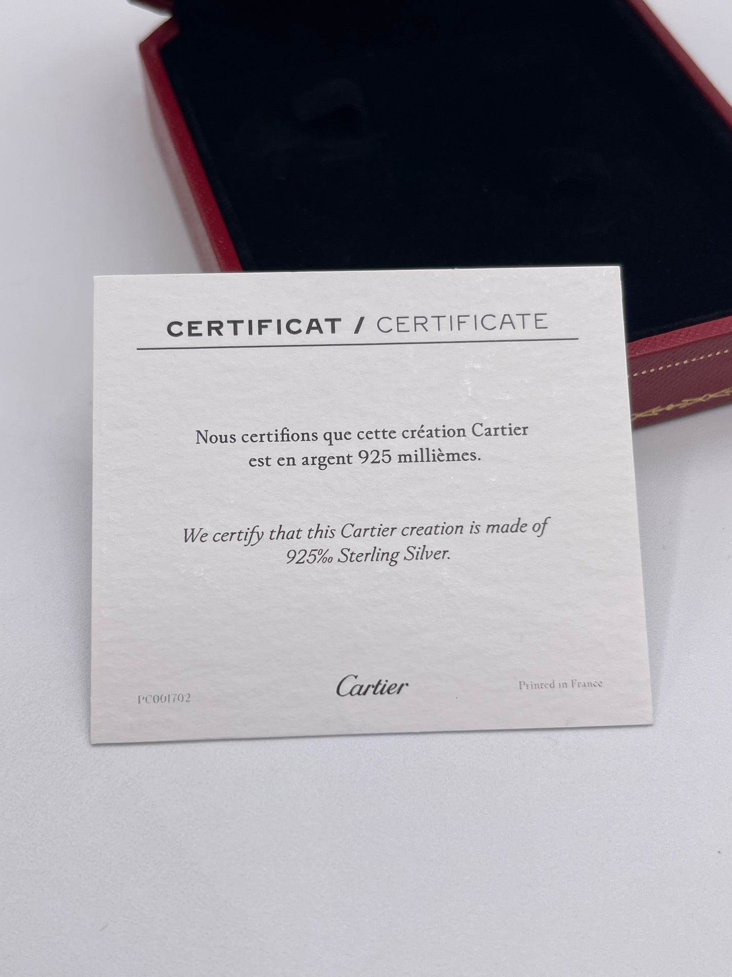 Cartier set scatola gemelli cufflinks box ref CRCO000467 + certificato argento